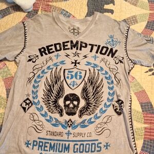 Redemption Gray and Blue Graphic Tee